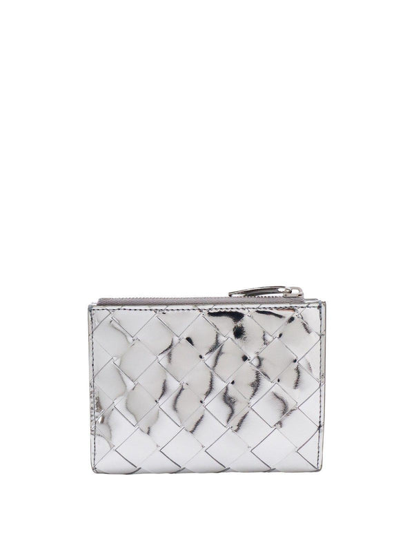 Bottega Veneta Metallic Woven Zip-up Wallet - Women - Piano Luigi