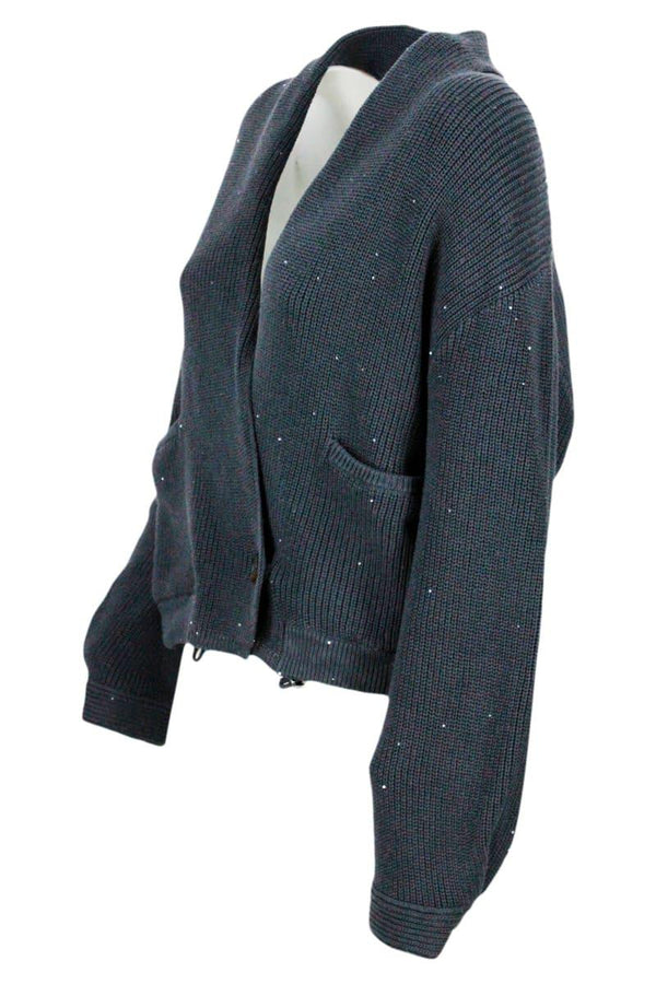 Brunello Cucinelli Cardigan Sweater With Micro Sequins - Women - Piano Luigi