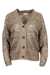 Brunello Cucinelli Cardigan With Animalier Buttons Inlay In Silk, Linen And Hemp - Women - Piano Luigi