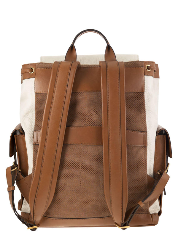 Brunello Cucinelli City Backpack In Leather And Fabric - Men - Piano Luigi