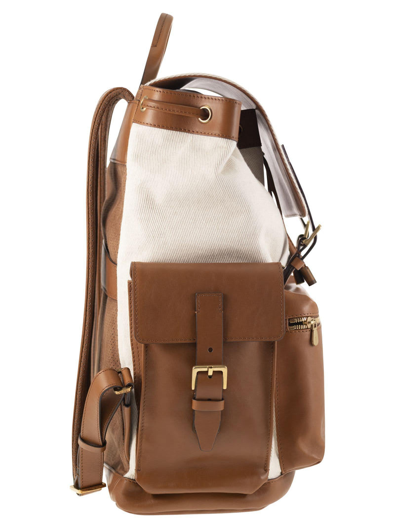 Brunello Cucinelli City Backpack In Leather And Fabric - Men - Piano Luigi