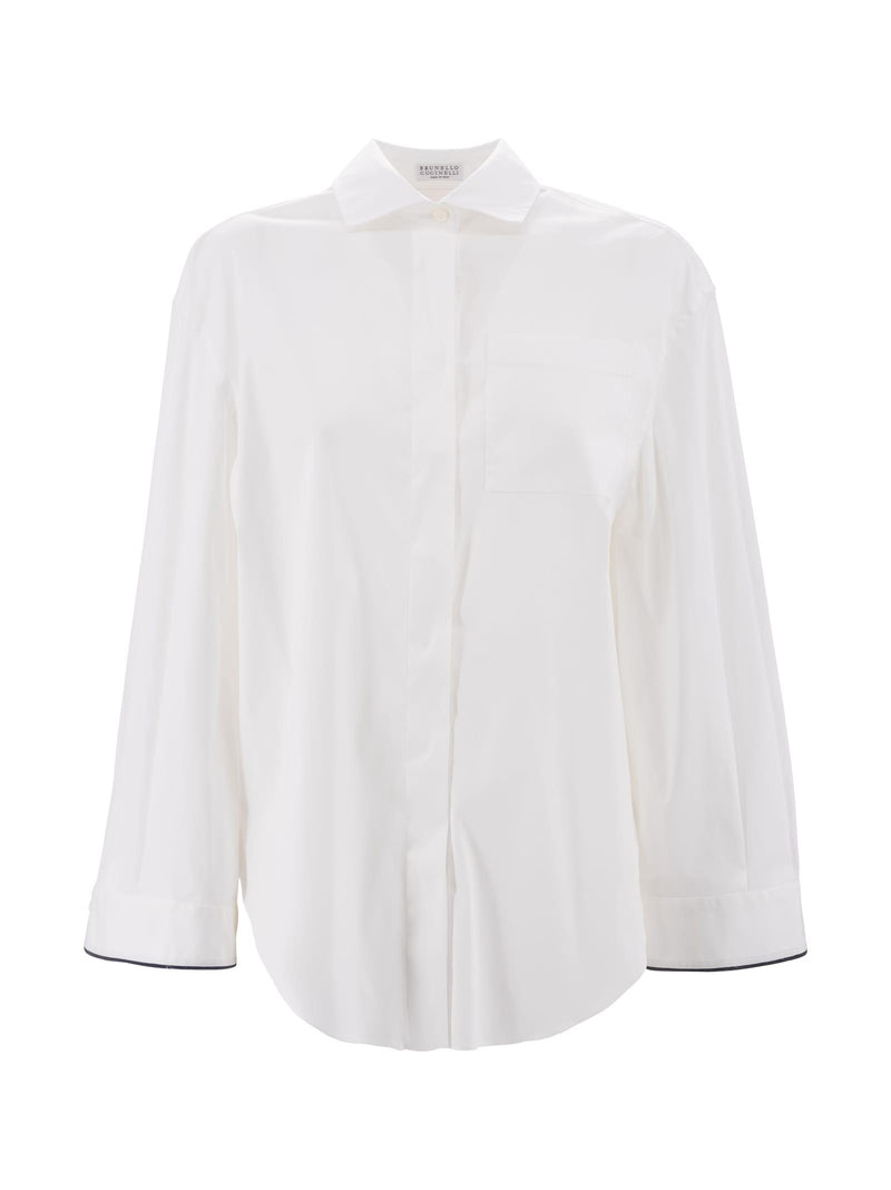 Brunello Cucinelli Contrast-border Poplin Shirt - Women - Piano Luigi