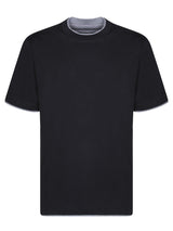 Brunello Cucinelli Contrastind Edges Black T-shirt - Men - Piano Luigi