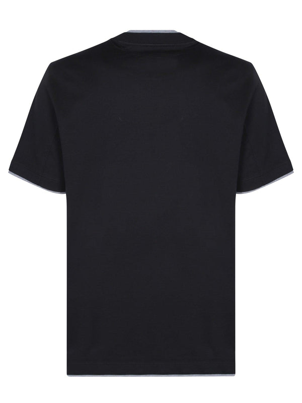 Brunello Cucinelli Contrastind Edges Black T-shirt - Men - Piano Luigi