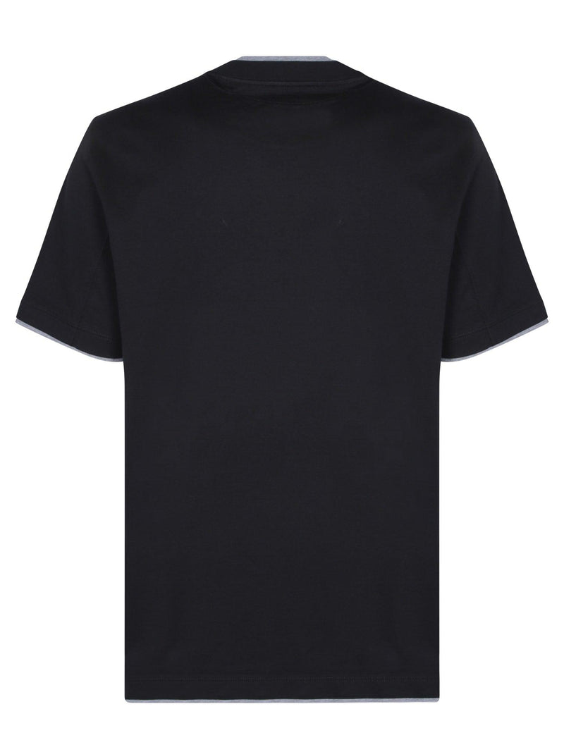 Brunello Cucinelli Contrastind Edges Black T-shirt - Men - Piano Luigi