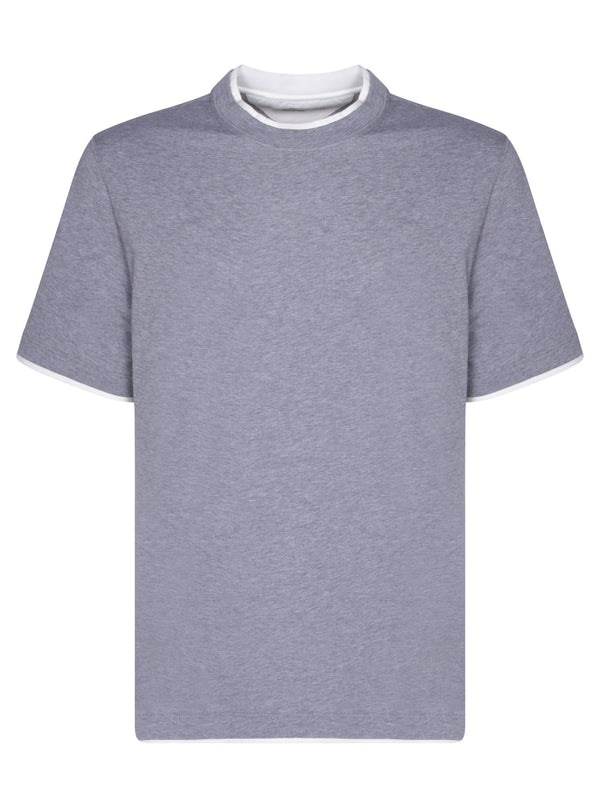 Brunello Cucinelli Contrasting Edges Grey T-shirt - Men - Piano Luigi