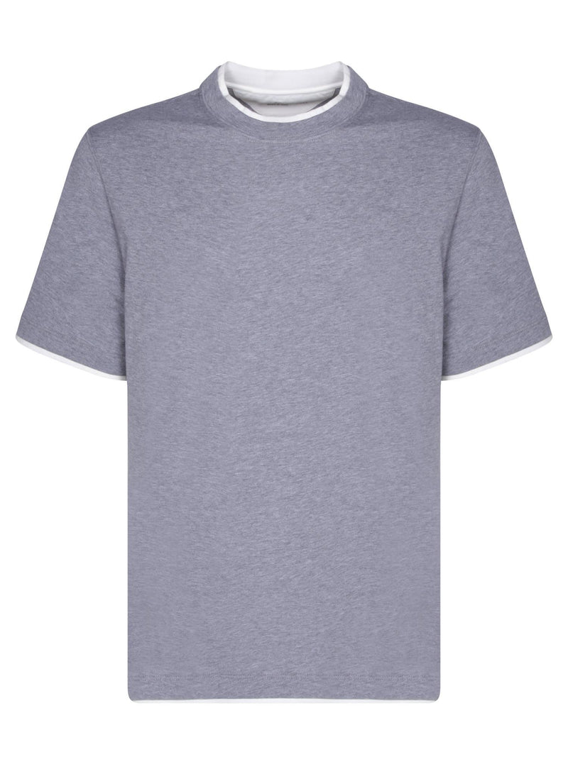 Brunello Cucinelli Contrasting Edges Grey T-shirt - Men - Piano Luigi