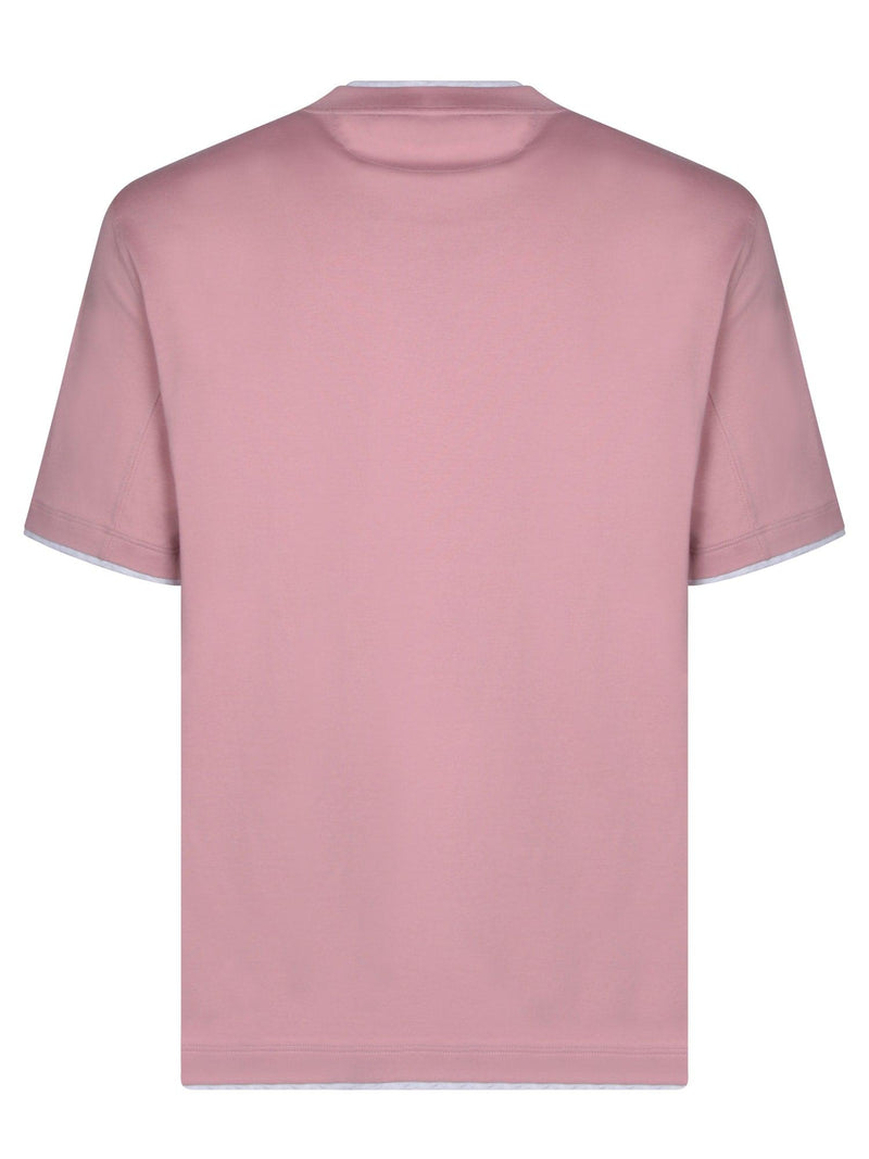 Brunello Cucinelli Contrasting Edges Pink T-shirt - Men - Piano Luigi