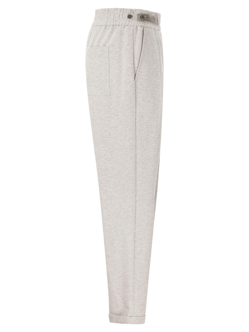 Brunello Cucinelli Cotton Fleece Trousers - Women - Piano Luigi