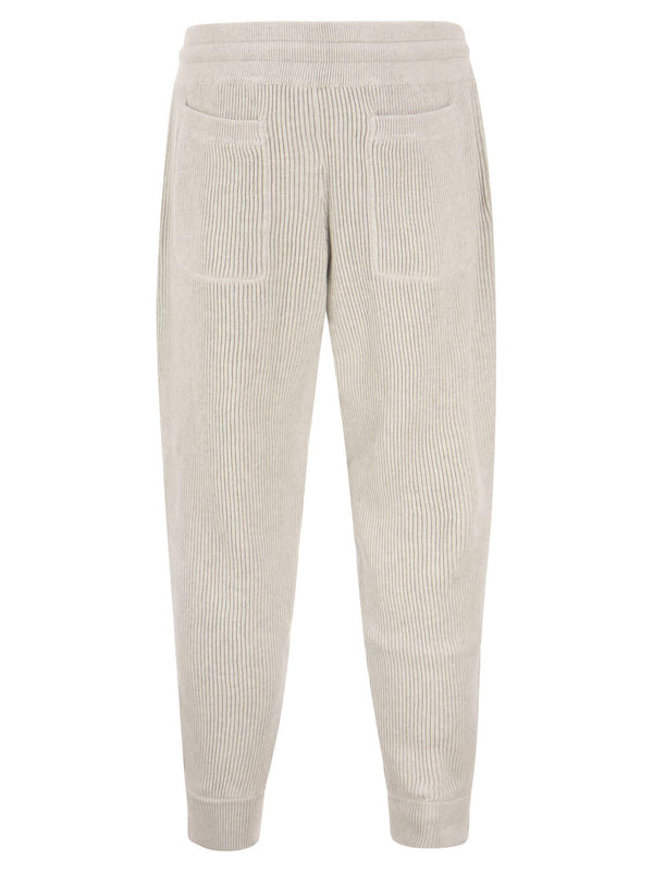 Brunello Cucinelli Cotton Rib Knit Joggers With Drawstring And Bottom Zip - Men - Piano Luigi