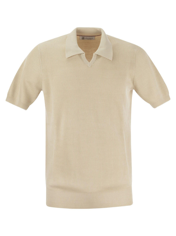 Brunello Cucinelli Cotton Rib Knit Polo Shirt - Men - Piano Luigi