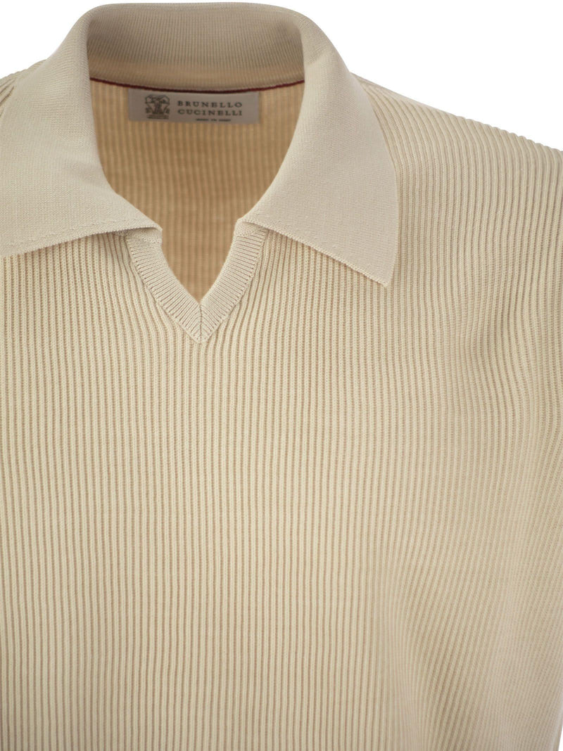 Brunello Cucinelli Cotton Rib Knit Polo Shirt - Men - Piano Luigi