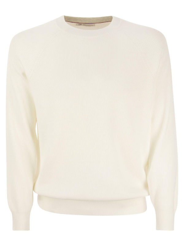 Brunello Cucinelli Cotton Rib Sweater With Raglan Sleeve - Men - Piano Luigi