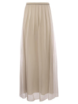 Brunello Cucinelli Crispy Silk Pleated Midi Skirt With Shiny Waistband - Women - Piano Luigi