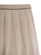 Brunello Cucinelli Crispy Silk Pleated Midi Skirt With Shiny Waistband - Women - Piano Luigi