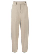 Brunello Cucinelli Curved Viscose And Linen Trousers - Women - Piano Luigi