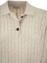 Brunello Cucinelli Dazzling Cables Cotton Polo-style Shirt - Women - Piano Luigi