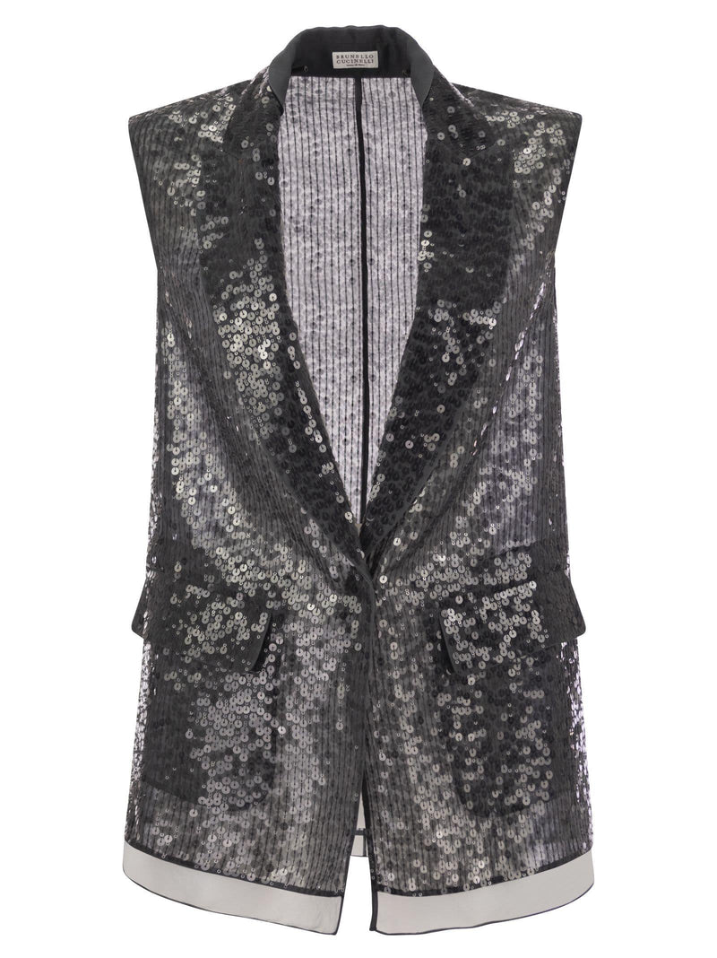 Brunello Cucinelli Dazzling Silk Embroidery Vest - Women - Piano Luigi