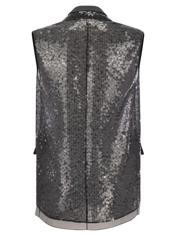 Brunello Cucinelli Dazzling Silk Embroidery Vest - Women - Piano Luigi