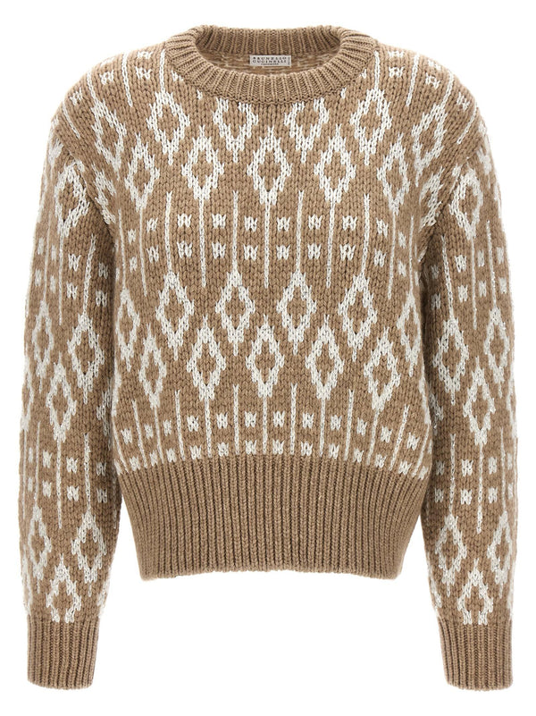 Brunello Cucinelli Diamond Jaquard Sweater - Women - Piano Luigi