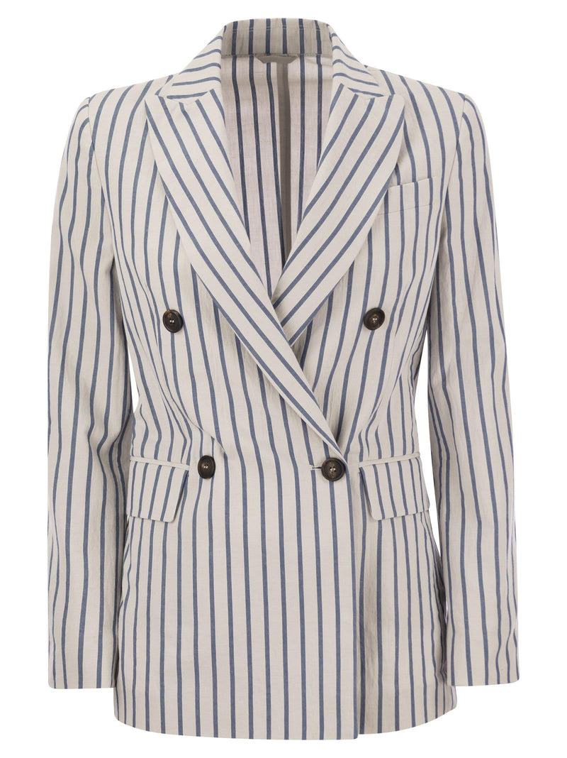 Brunello Cucinelli Double-breasted Jacket In Cotton And Linen - Women - Piano Luigi