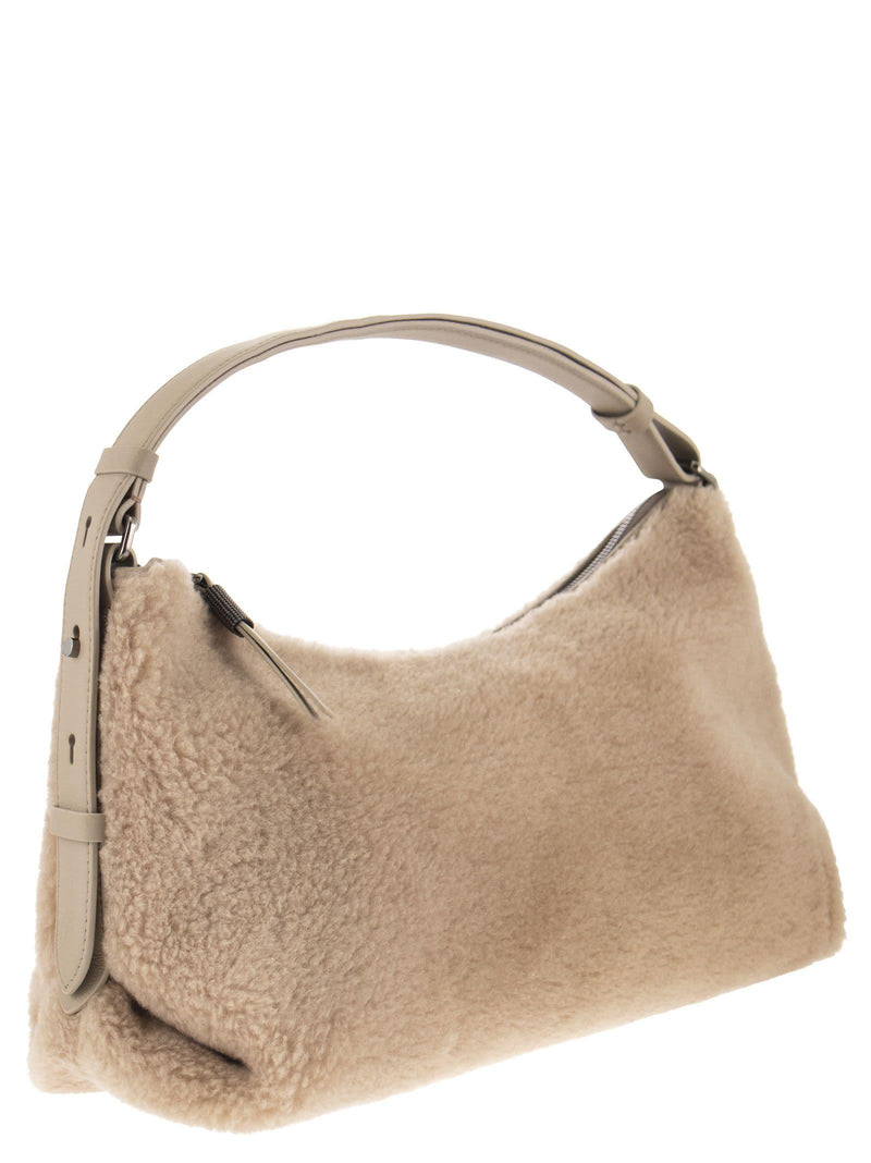 Brunello Cucinelli Fleecy Bag Made Of Virgin Wool And Cashmere With Necklace - Women - Piano Luigi