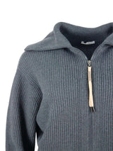 Brunello Cucinelli Full Zip Sweater Made Of Fine And Refined Cashmere With English Rib Workmanship Embellished With A Zip Puller With Monili - Women - Piano Luigi