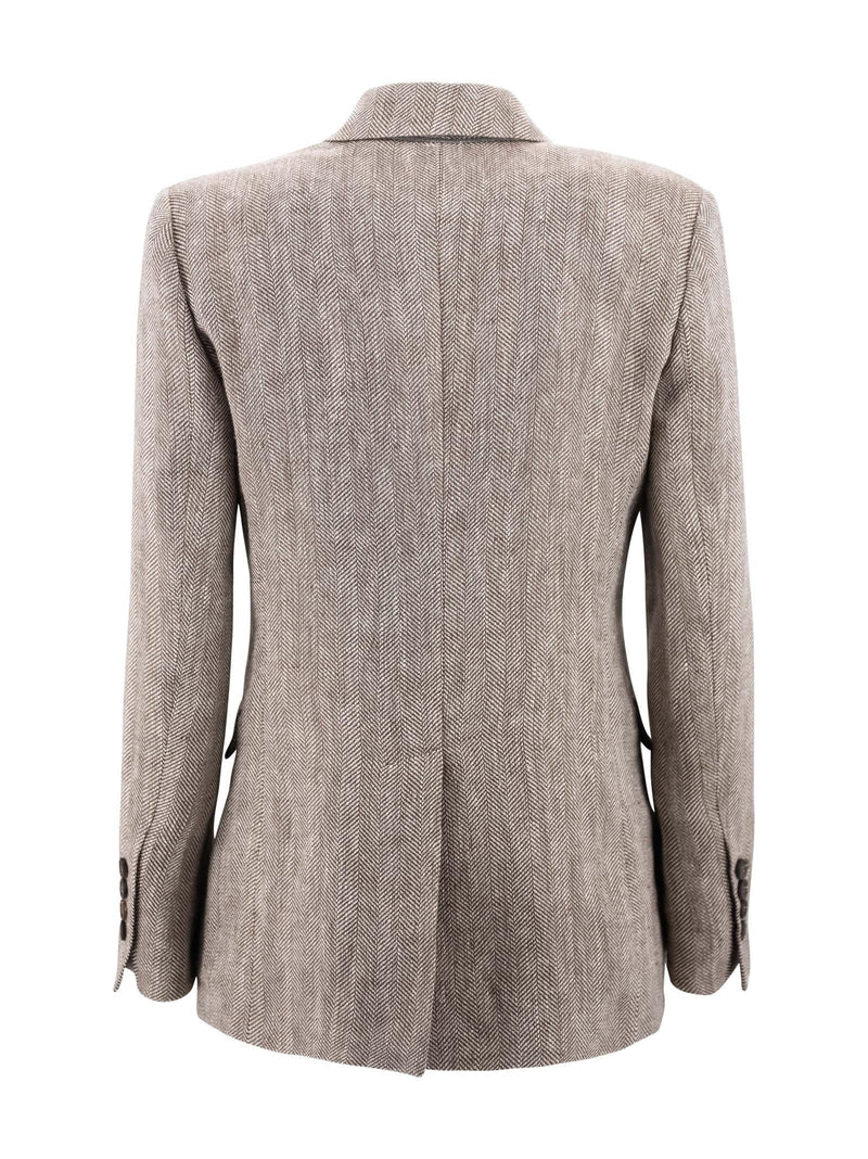 Brunello Cucinelli Herringbone Linen Blazer - Women - Piano Luigi