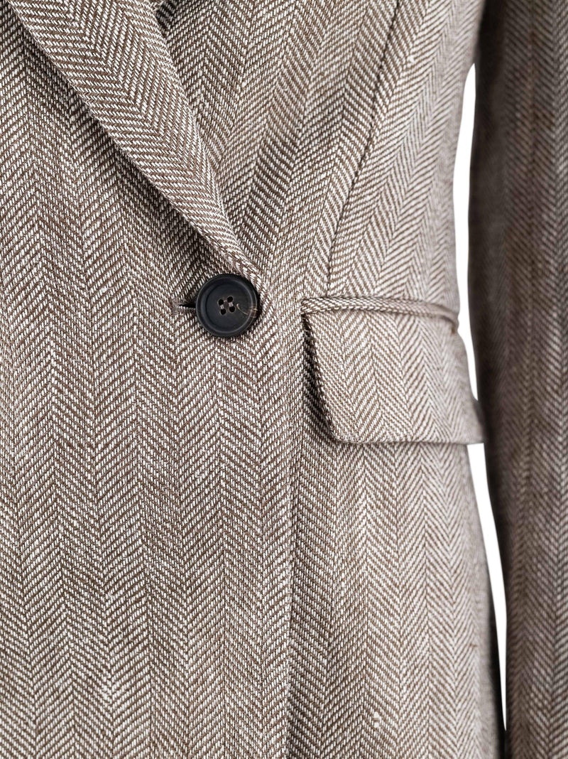 Brunello Cucinelli Herringbone Linen Blazer - Women - Piano Luigi