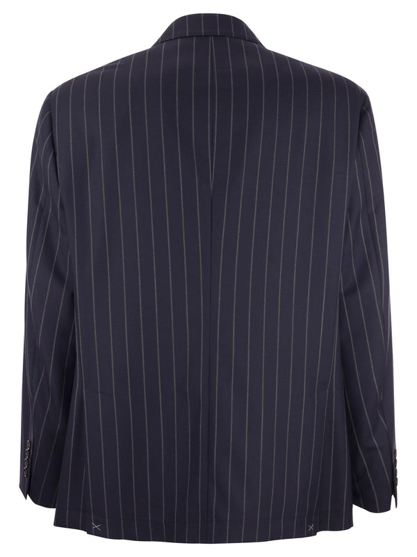 Brunello Cucinelli Jacket In Virgin Wool Wide Pinstripe Batavia - Men - Piano Luigi