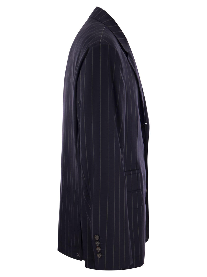 Brunello Cucinelli Jacket In Virgin Wool Wide Pinstripe Batavia - Men - Piano Luigi