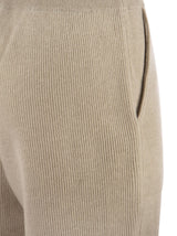 Brunello Cucinelli Knit Trousers In Cashmere English Rib With Zip On Bottom - Women - Piano Luigi