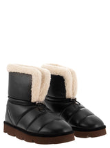 Brunello Cucinelli Leather Boot With Shearling Lining And Shiny Details - Women - Piano Luigi