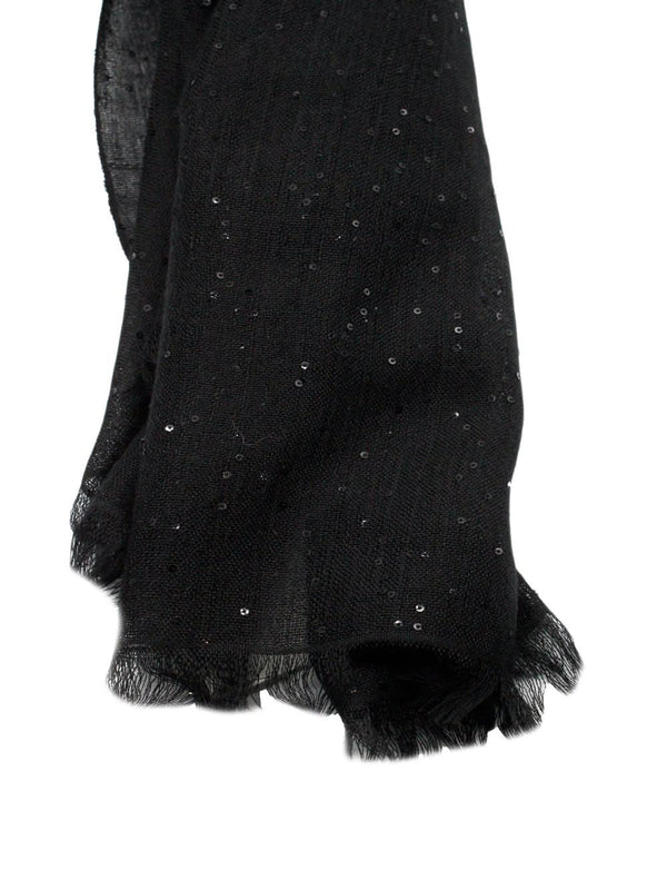 Brunello Cucinelli Lightweight Diamond Scarf In Cashmere And Silk With Applied Microsequins. Measures 70 X 200 Cm - Women - Piano Luigi