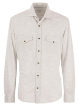 Brunello Cucinelli Linen And Cotton Blend Leisure Fit Shirt With Press Studs And Pockets - Men - Piano Luigi