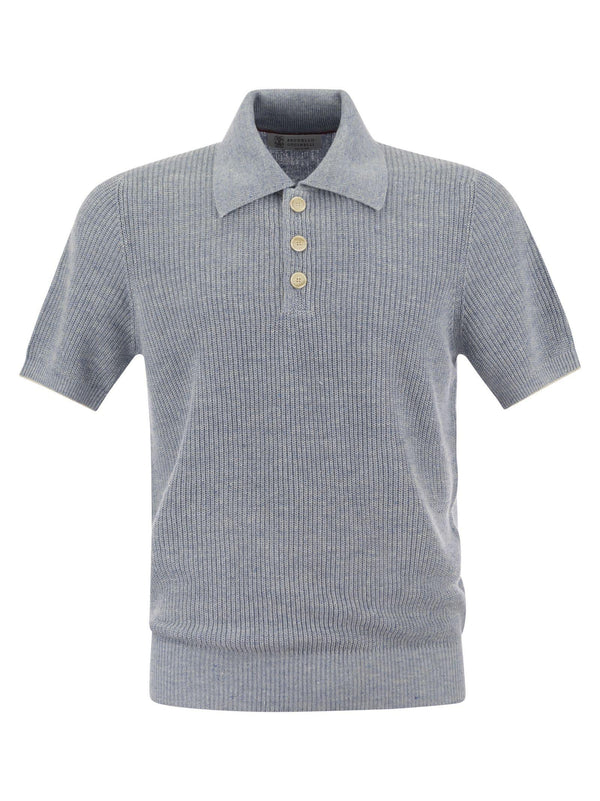 Brunello Cucinelli Linen And Cotton Half-rib Knit Polo Shirt With Contrasting Detailing - Men - Piano Luigi