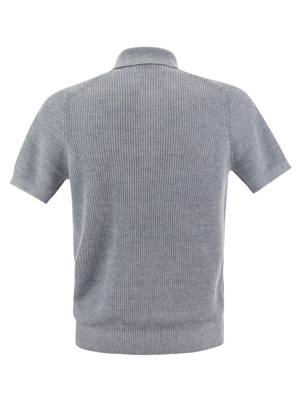 Brunello Cucinelli Linen And Cotton Half-rib Knit Polo Shirt With Contrasting Detailing - Men - Piano Luigi