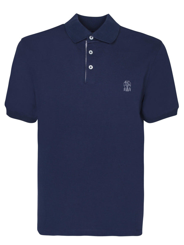 Brunello Cucinelli Logo Blue Polo Shirt - Men - Piano Luigi