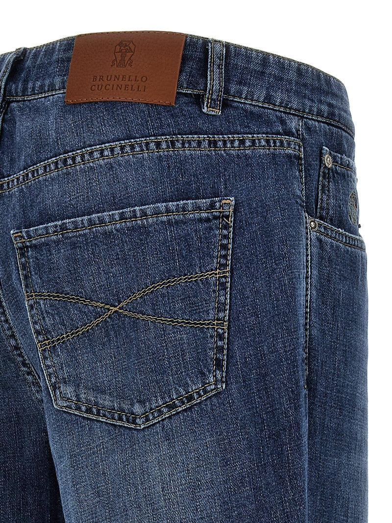 Brunello Cucinelli Logo Embroidery Jeans - Men - Piano Luigi