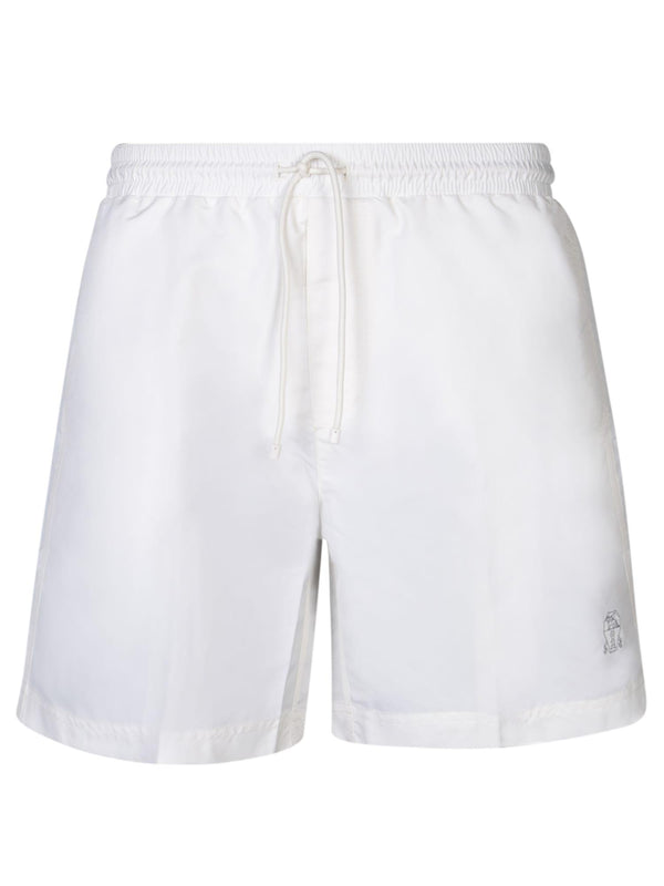 Brunello Cucinelli Logo Micro White Swimsuit - Men - Piano Luigi