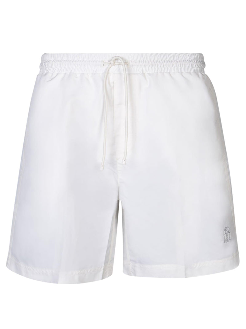 Brunello Cucinelli Logo Micro White Swimsuit - Men - Piano Luigi