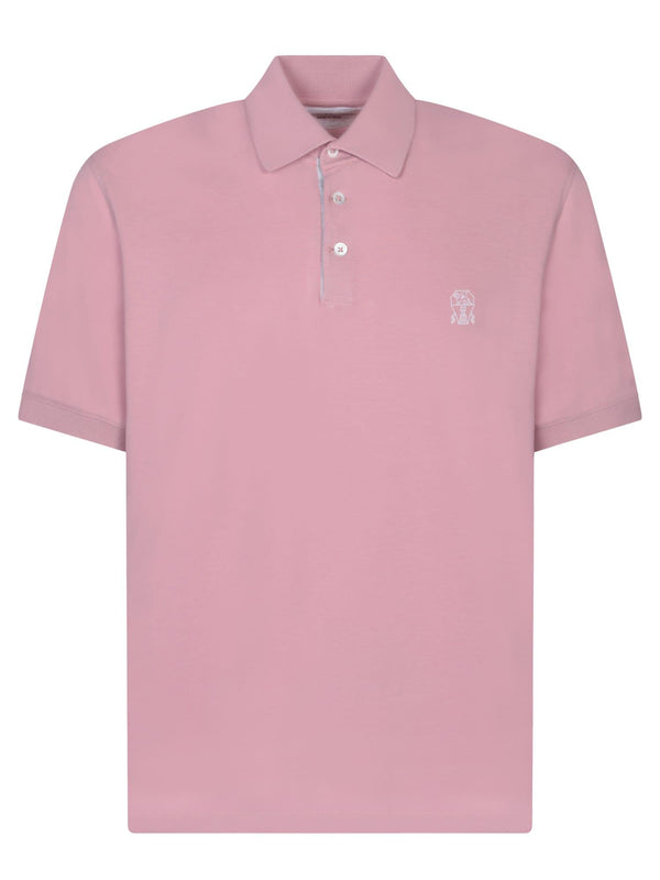 Brunello Cucinelli Logo Pink Polo Shirt - Men - Piano Luigi