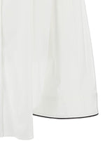 Brunello Cucinelli Oversized White Shirt With Contrasting Hem In Cotton Blend Woman - Women - Piano Luigi