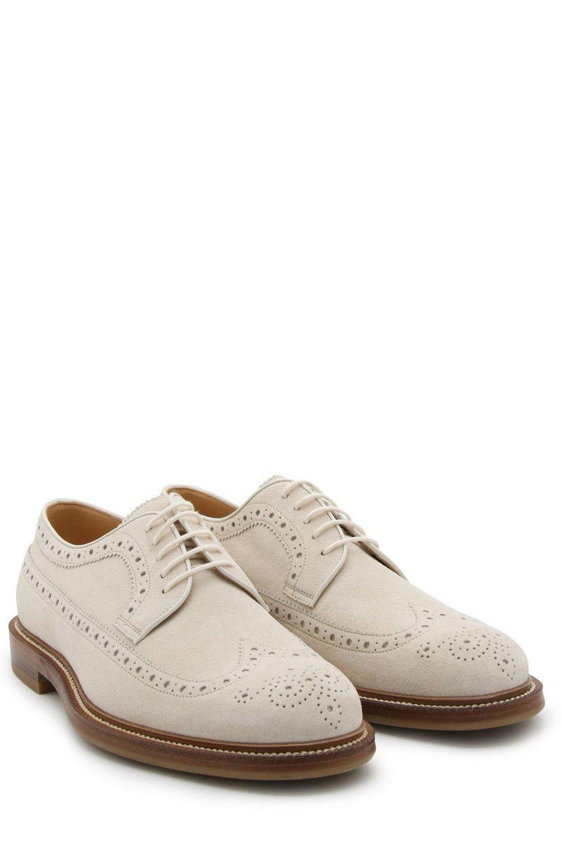 Brunello Cucinelli Perforated-embellished Lace-up Derby Shoes - Men - Piano Luigi