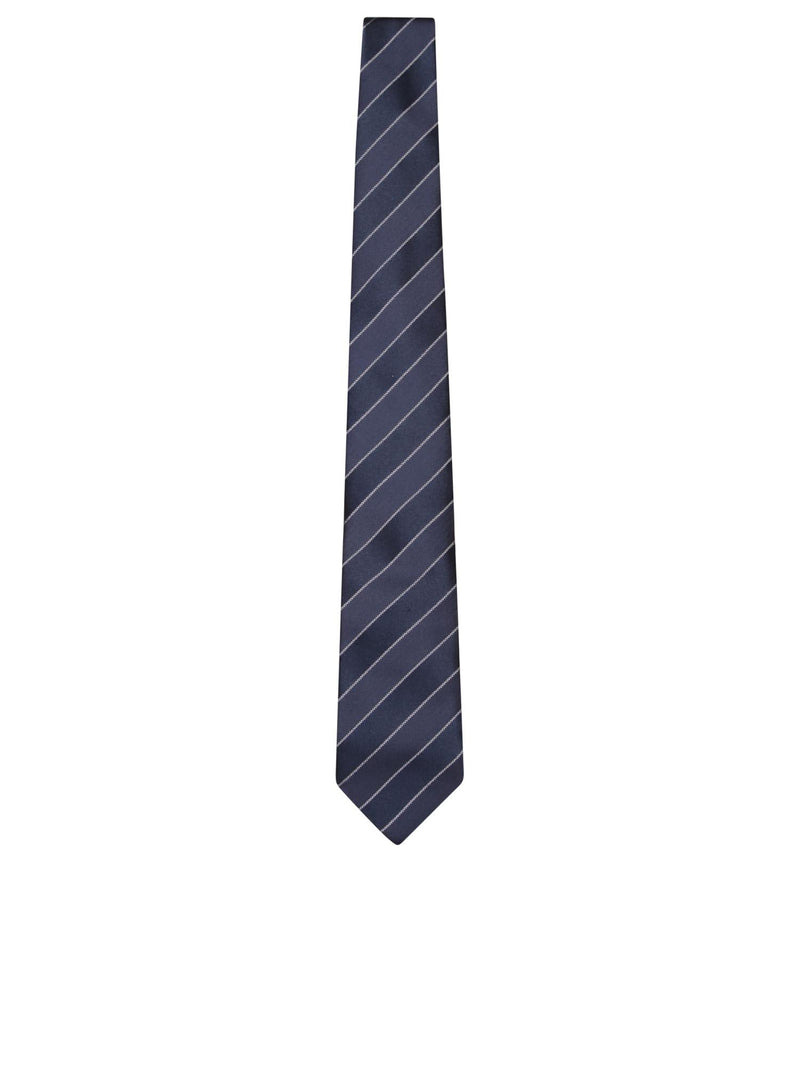 Brunello Cucinelli Regimental White/blue Tie - Men - Piano Luigi