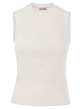 Brunello Cucinelli Ribbed Cotton Jersey Top With Monile - Women - Piano Luigi