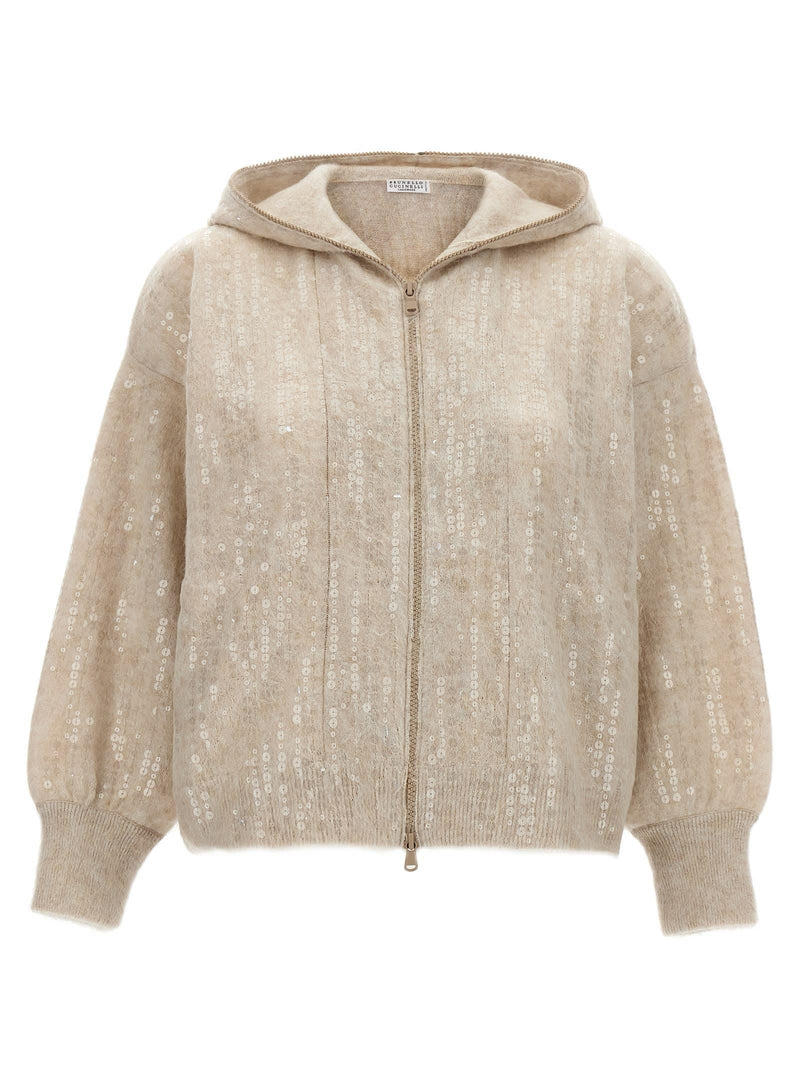 Brunello Cucinelli Sequin Hooded Cardigan - Women - Piano Luigi