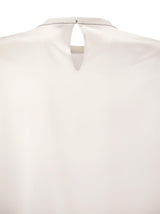 Brunello Cucinelli Silk T-shirt With Monili Details - Women - Piano Luigi