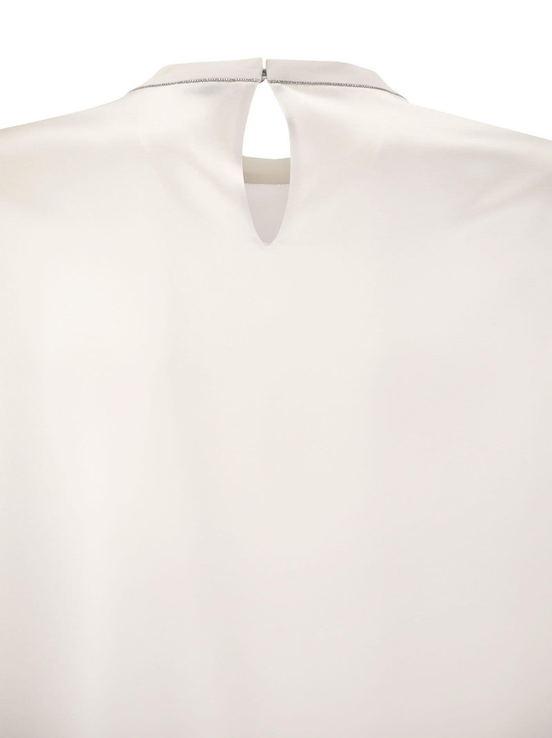 Brunello Cucinelli Silk T-shirt With Monili Details - Women - Piano Luigi