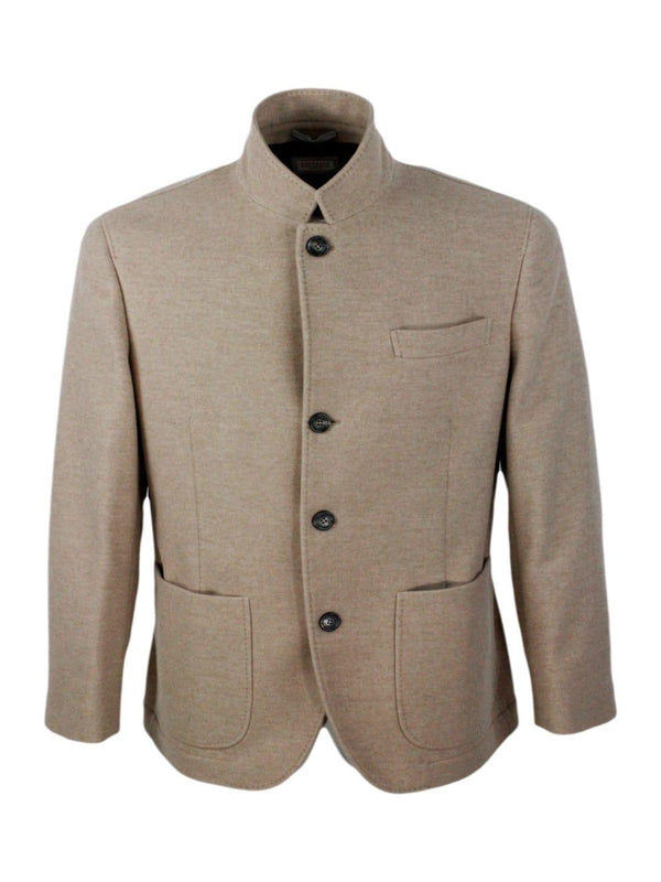 Brunello Cucinelli Single-breasted Jacket In Fine Water-repellent Cashmere With Horn Buttons, Patch Pockets And Lapels - Men - Piano Luigi